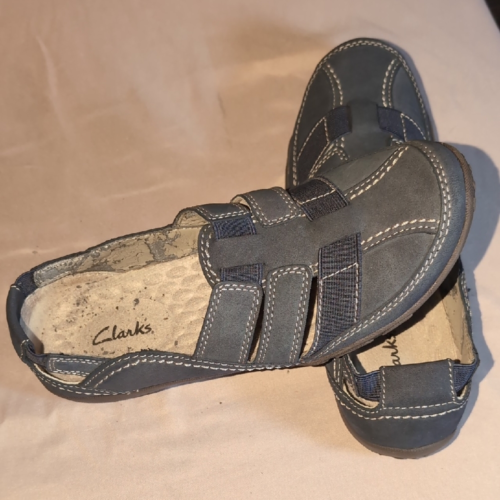 Clarks Women's Charcoal Blue Slip-On Loafers